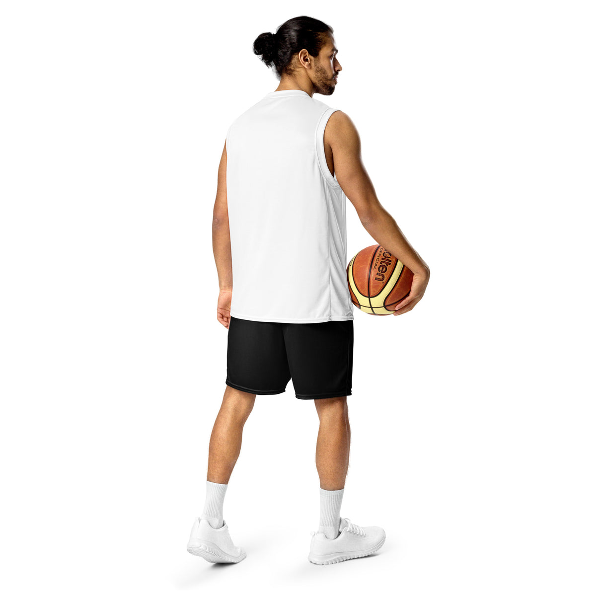 Black True Form Basketball Shorts, shown worn from the back.
