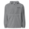 Graphite True Form embroidered Champion packable windbreaker jacket with True Form lettering on the chest.