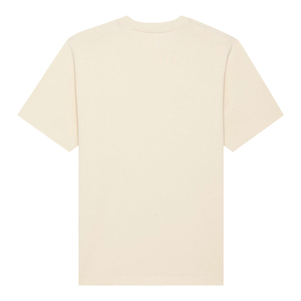 Back view of natural raw True Form Bay Area Heritage Tee.