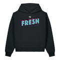 Black True Form premium sculpted heavyweight fleece hoodie with TF logo and colorful FRESH since the 90's graphic on the chest.