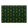 Deep green True Form premium holiday tree wrapping paper with gold and green holiday trees and TF logos.